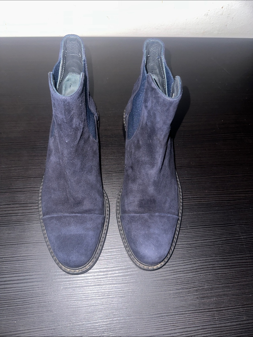 Stuart Weitzman Navy Suede Chukka Boots